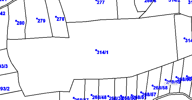 Parcela st. 314/1 v KÚ Buková u Příbramě, Katastrální mapa