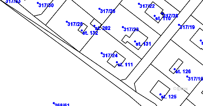 Parcela st. 317/24 v KÚ Buková u Příbramě, Katastrální mapa