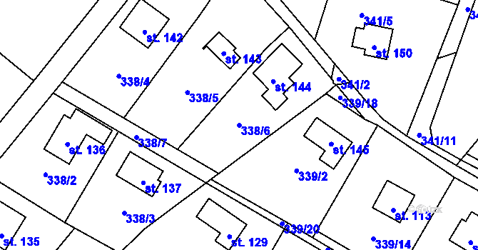 Parcela st. 338/6 v KÚ Buková u Příbramě, Katastrální mapa