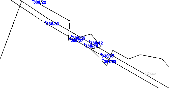 Parcela st. 338/34 v KÚ Buková u Příbramě, Katastrální mapa