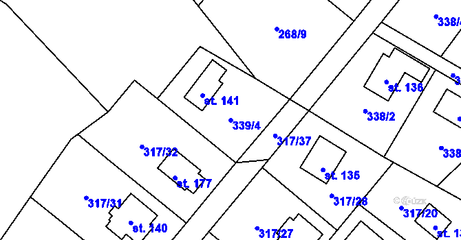 Parcela st. 339/4 v KÚ Buková u Příbramě, Katastrální mapa