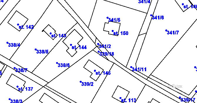 Parcela st. 339/18 v KÚ Buková u Příbramě, Katastrální mapa
