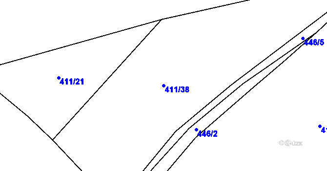 Parcela st. 411/38 v KÚ Buková u Příbramě, Katastrální mapa