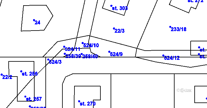 Parcela st. 258/38 v KÚ Buková u Příbramě, Katastrální mapa