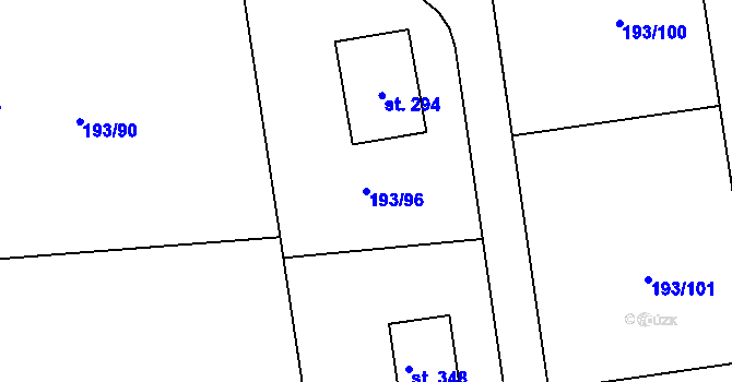 Parcela st. 193/96 v KÚ Buková u Příbramě, Katastrální mapa