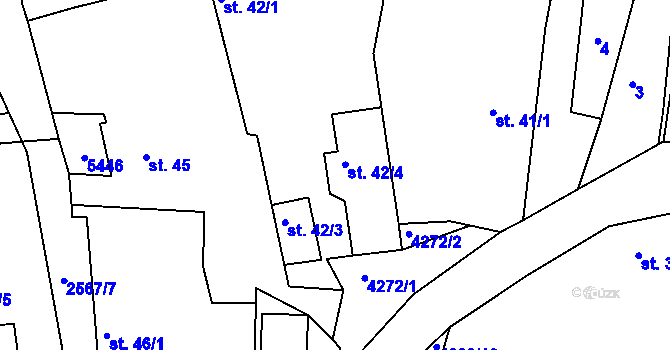 Parcela st. 42/4 v KÚ Bukovany u Týnce nad Sázavou, Katastrální mapa