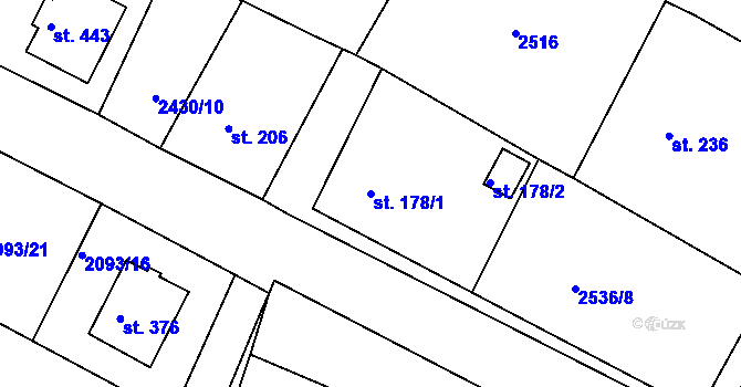 Parcela st. 178/1 v KÚ Bukovany u Týnce nad Sázavou, Katastrální mapa
