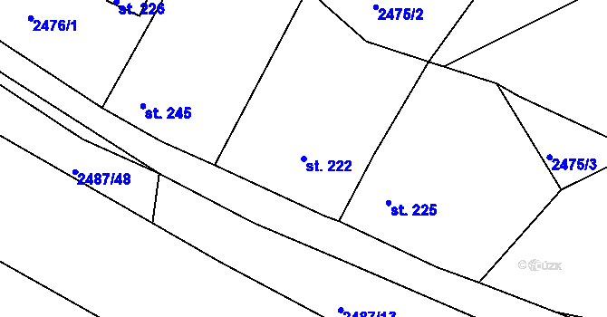 Parcela st. 222 v KÚ Bukovany u Týnce nad Sázavou, Katastrální mapa