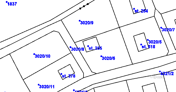 Parcela st. 255 v KÚ Bukovany u Týnce nad Sázavou, Katastrální mapa