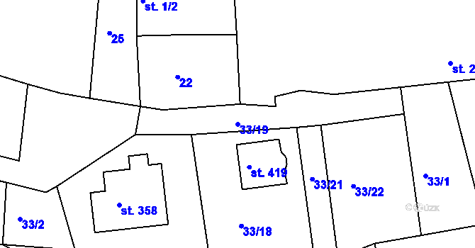 Parcela st. 33/19 v KÚ Bukovany u Týnce nad Sázavou, Katastrální mapa
