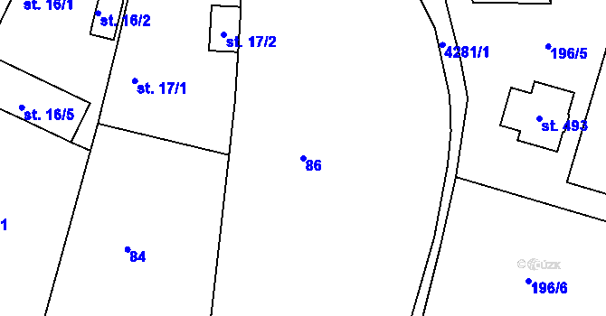 Parcela st. 86 v KÚ Bukovany u Týnce nad Sázavou, Katastrální mapa