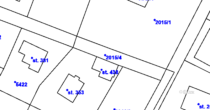 Parcela st. 2015/4 v KÚ Bukovany u Týnce nad Sázavou, Katastrální mapa