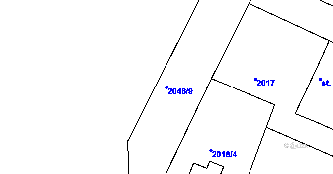 Parcela st. 2048/9 v KÚ Bukovany u Týnce nad Sázavou, Katastrální mapa