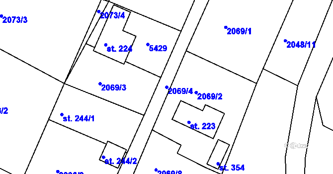 Parcela st. 2069/4 v KÚ Bukovany u Týnce nad Sázavou, Katastrální mapa