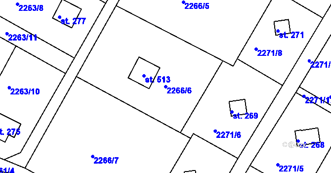 Parcela st. 2266/6 v KÚ Bukovany u Týnce nad Sázavou, Katastrální mapa