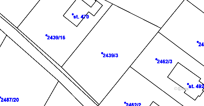 Parcela st. 2439/3 v KÚ Bukovany u Týnce nad Sázavou, Katastrální mapa
