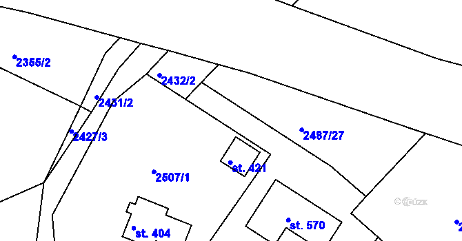 Parcela st. 2487/21 v KÚ Bukovany u Týnce nad Sázavou, Katastrální mapa