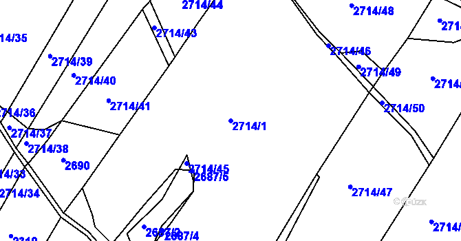 Parcela st. 2714/1 v KÚ Bukovany u Týnce nad Sázavou, Katastrální mapa