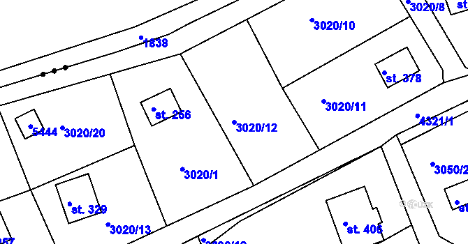 Parcela st. 3020/12 v KÚ Bukovany u Týnce nad Sázavou, Katastrální mapa