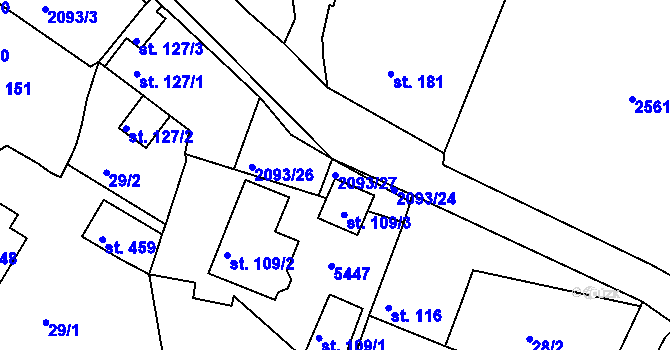 Parcela st. 2093/27 v KÚ Bukovany u Týnce nad Sázavou, Katastrální mapa