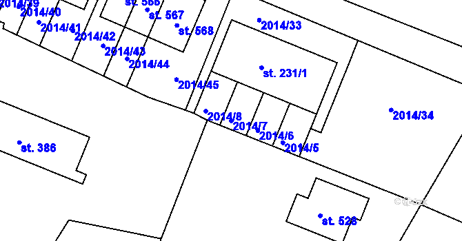 Parcela st. 2014/7 v KÚ Bukovany u Týnce nad Sázavou, Katastrální mapa