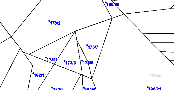 Parcela st. 173/7 v KÚ Bukovany u Týnce nad Sázavou, Katastrální mapa