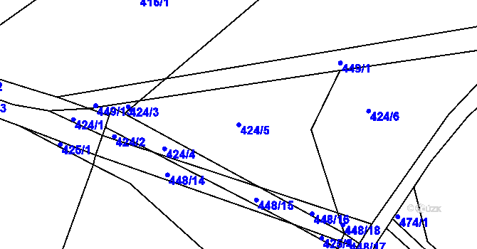 Parcela st. 424/5 v KÚ Bukovany u Týnce nad Sázavou, Katastrální mapa