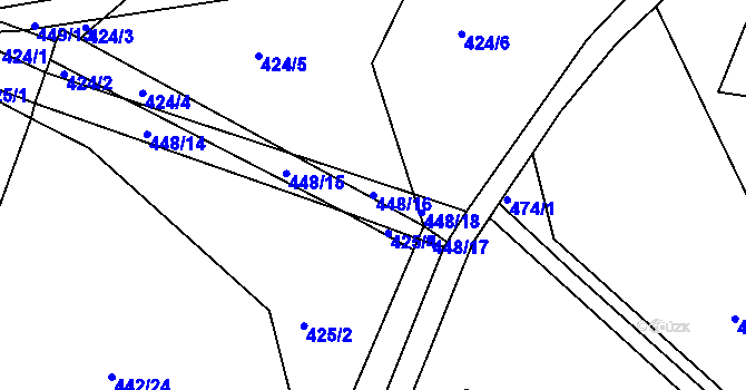 Parcela st. 448/16 v KÚ Bukovany u Týnce nad Sázavou, Katastrální mapa