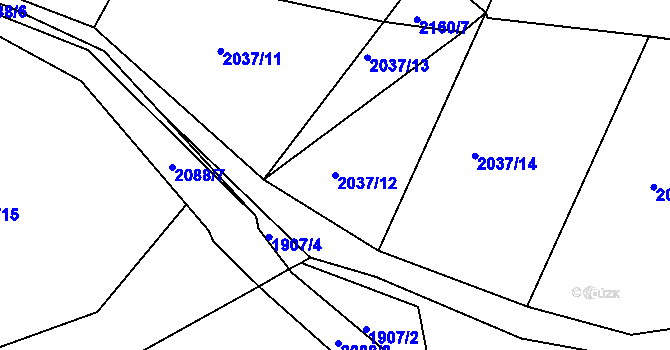 Parcela st. 2037/12 v KÚ Bukovany u Týnce nad Sázavou, Katastrální mapa