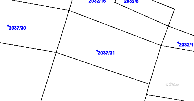 Parcela st. 2037/31 v KÚ Bukovany u Týnce nad Sázavou, Katastrální mapa