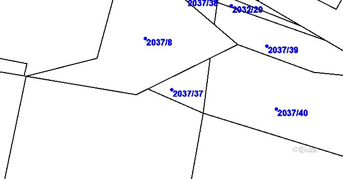 Parcela st. 2037/37 v KÚ Bukovany u Týnce nad Sázavou, Katastrální mapa