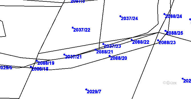 Parcela st. 2088/21 v KÚ Bukovany u Týnce nad Sázavou, Katastrální mapa