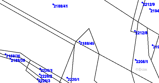 Parcela st. 2188/45 v KÚ Bukovany u Týnce nad Sázavou, Katastrální mapa