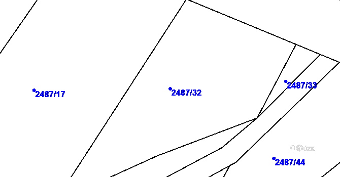 Parcela st. 2487/32 v KÚ Bukovany u Týnce nad Sázavou, Katastrální mapa