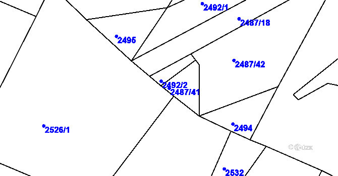 Parcela st. 2487/41 v KÚ Bukovany u Týnce nad Sázavou, Katastrální mapa