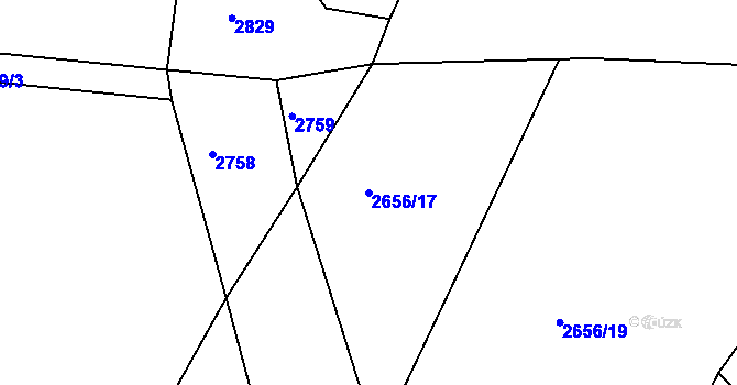 Parcela st. 2656/17 v KÚ Bukovany u Týnce nad Sázavou, Katastrální mapa
