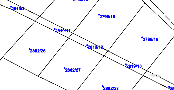 Parcela st. 2819/12 v KÚ Bukovany u Týnce nad Sázavou, Katastrální mapa