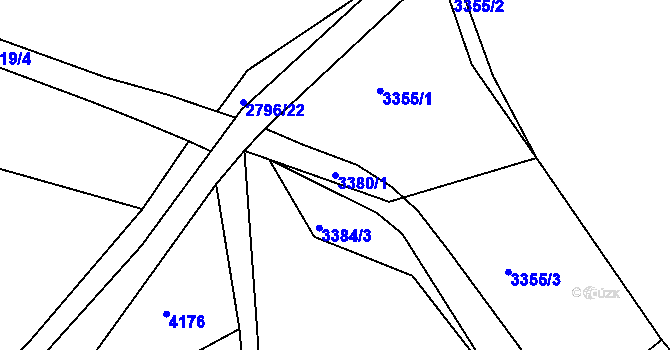 Parcela st. 3380/1 v KÚ Bukovany u Týnce nad Sázavou, Katastrální mapa