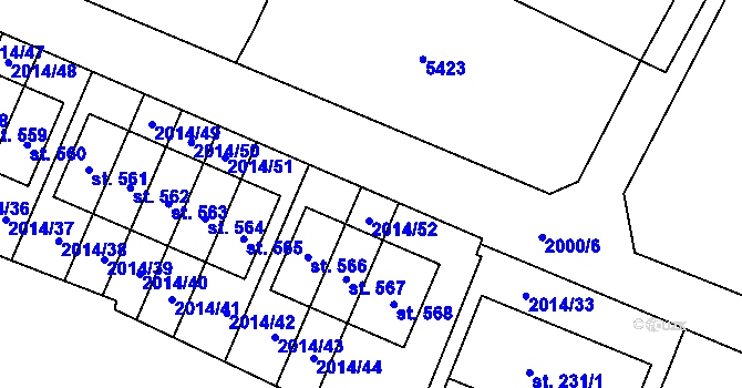 Parcela st. 2000/12 v KÚ Bukovany u Týnce nad Sázavou, Katastrální mapa