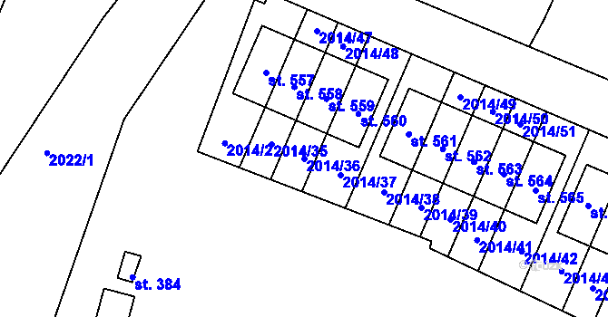 Parcela st. 2014/36 v KÚ Bukovany u Týnce nad Sázavou, Katastrální mapa