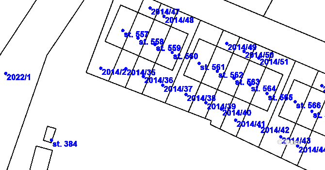 Parcela st. 2014/37 v KÚ Bukovany u Týnce nad Sázavou, Katastrální mapa