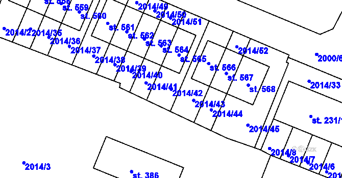 Parcela st. 2014/42 v KÚ Bukovany u Týnce nad Sázavou, Katastrální mapa