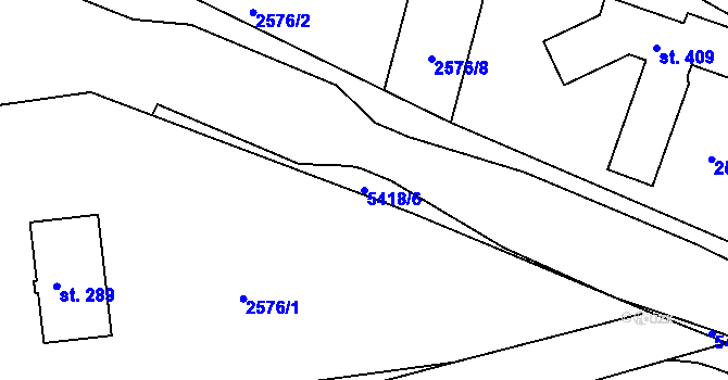 Parcela st. 5418/6 v KÚ Bukovany u Týnce nad Sázavou, Katastrální mapa