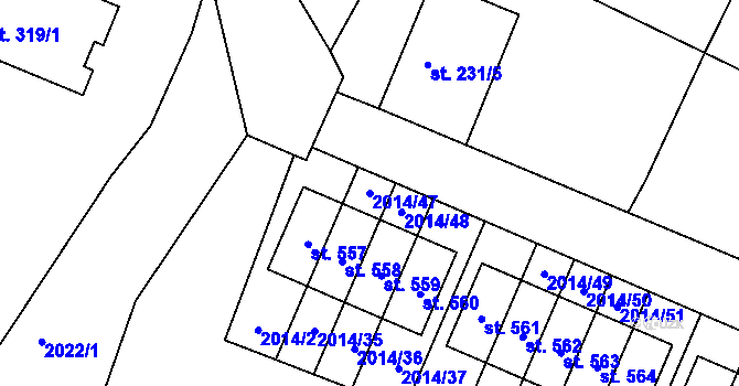 Parcela st. 2014/47 v KÚ Bukovany u Týnce nad Sázavou, Katastrální mapa