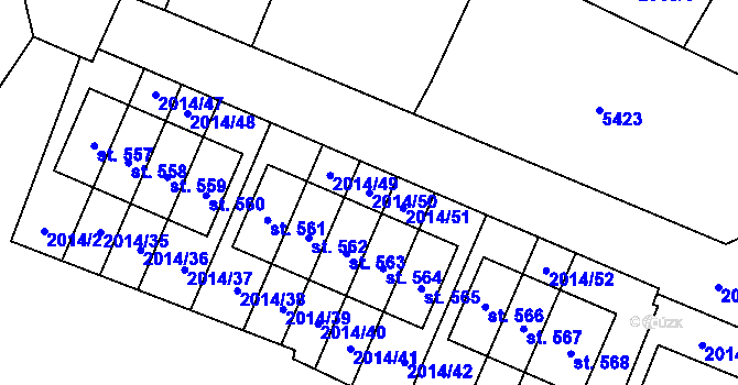 Parcela st. 2014/50 v KÚ Bukovany u Týnce nad Sázavou, Katastrální mapa