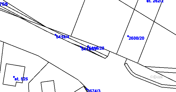 Parcela st. 5418/28 v KÚ Bukovany u Týnce nad Sázavou, Katastrální mapa