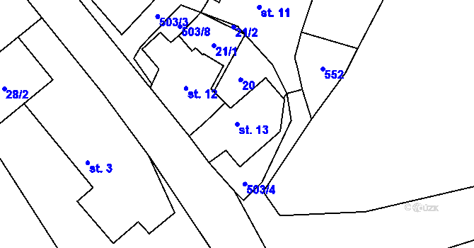 Parcela st. 13 v KÚ Bukovany u Kozárovic, Katastrální mapa