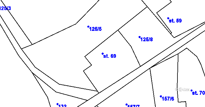 Parcela st. 69 v KÚ Holušice u Kozárovic, Katastrální mapa