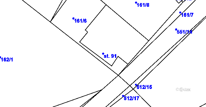 Parcela st. 91 v KÚ Holušice u Kozárovic, Katastrální mapa