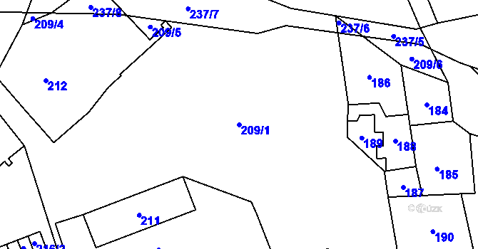 Parcela st. 209/1 v KÚ Bukovany u Sokolova, Katastrální mapa